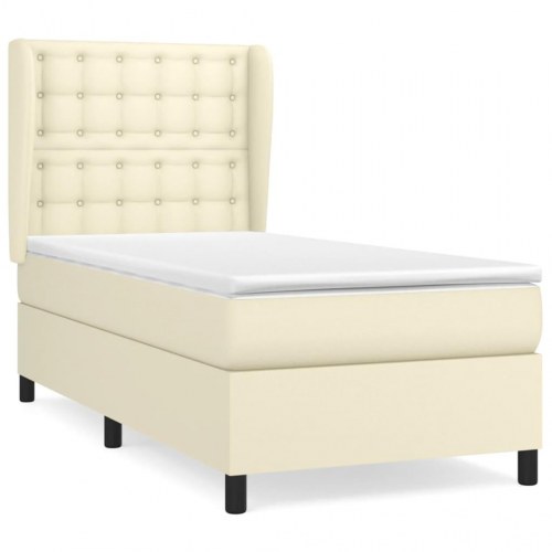 Kontinentalseng med madras 90×190 cm - kunstlæder, creme