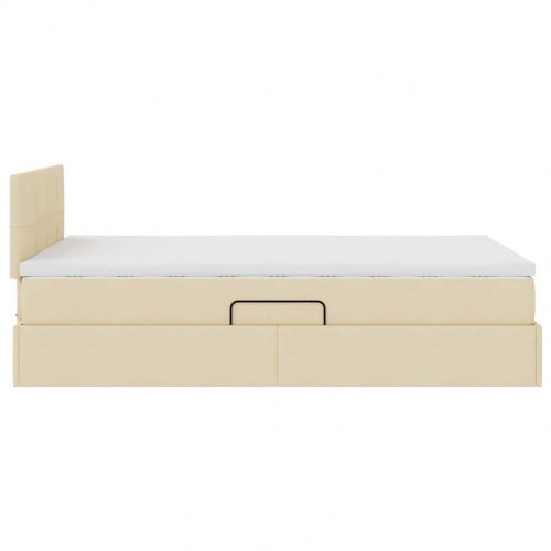 LED opbevaringsseng med madras - creme, 120 x 190 cm, stof