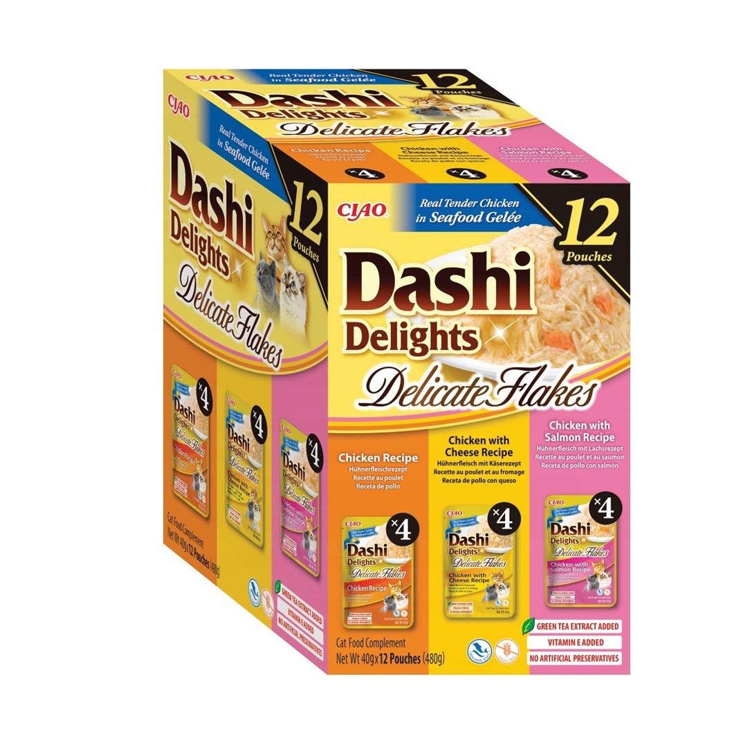 INABA Dashi Delights Delicate Flakes â Kyllingemix vÃ¥dfoder til kat, 12Ã40 g