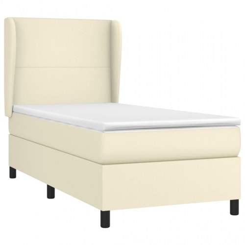 Kontinentalseng med madras 90×190 cm - kunstlæder, creme