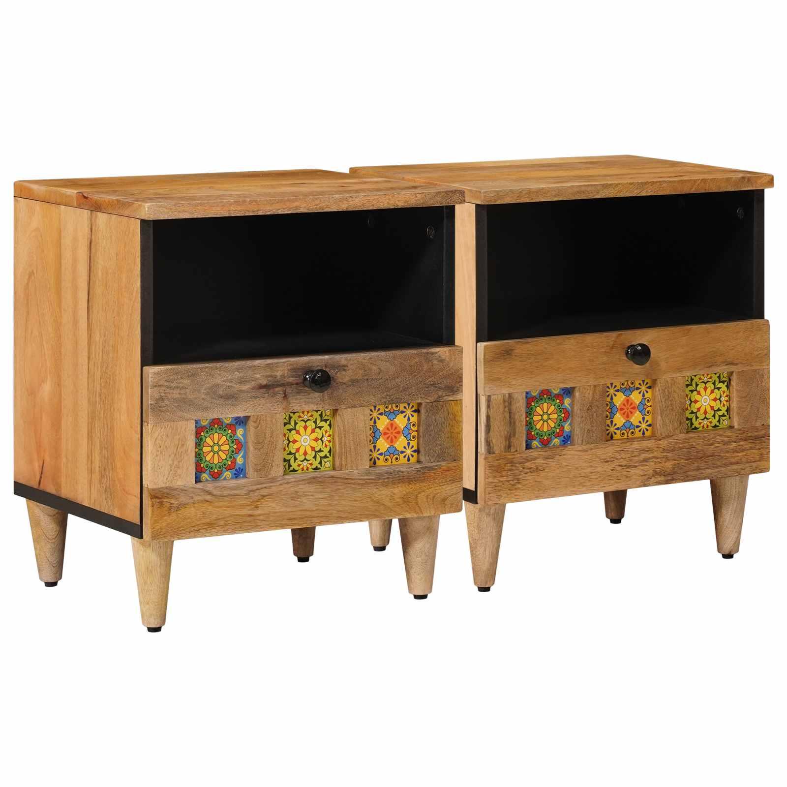 Natskab 2 stk Naturfarvet 40 x 33 x 46 cm Massivt mangotræ