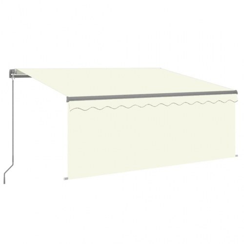 Markise med gardin og LED - 3,5 × 2,5 m, manuel, cremefarvet