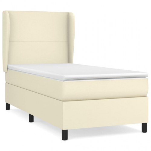 Kontinentalseng 80x200 cm med madras - kunstlæder, creme