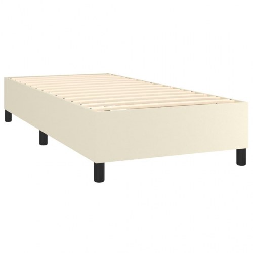 Kontinentalseng 80x200 cm med madras - kunstlæder, creme