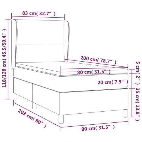 Kontinentalseng 80x200 cm med madras - kunstlæder, creme