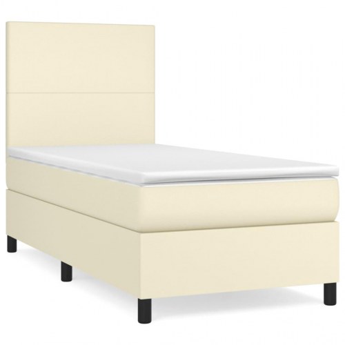 Kontinentalseng 80x200 cm med madras - kunstlæder, creme