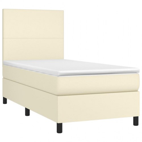 Kontinentalseng 80x200 cm med madras - kunstlæder, creme