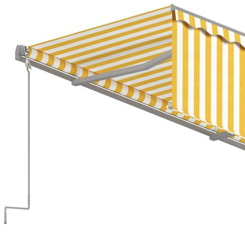 Markise m. gardin 4,5x3 m manuel betjening gul og hvid