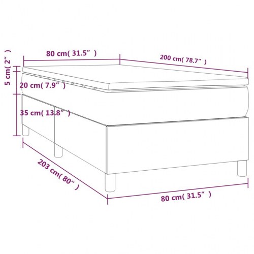 Kontinentalseng 80x200 cm i kunstlæder - cremefarvet