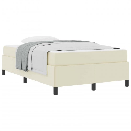 Sengestel med madras - creme stof 120 × 200 cm