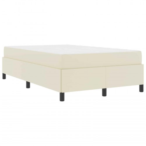 Sengestel med madras - creme stof 120 × 200 cm