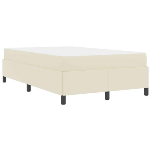 Sengestel med madras - creme stof 120 × 200 cm