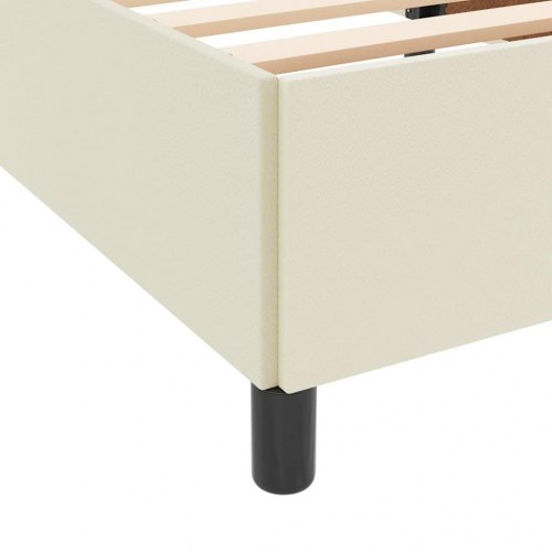 Sengestel med madras - creme stof 120 × 200 cm