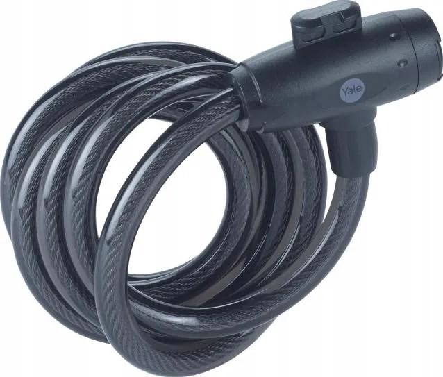 Yale YCK0/12/200/2 cykellås med nøgle - 12 mm stålkabel, 200 cm, sort
