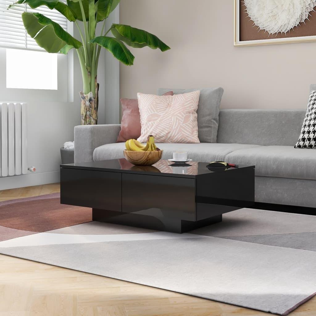 Sofabord 90x60x31 cm spånplade sort højglans