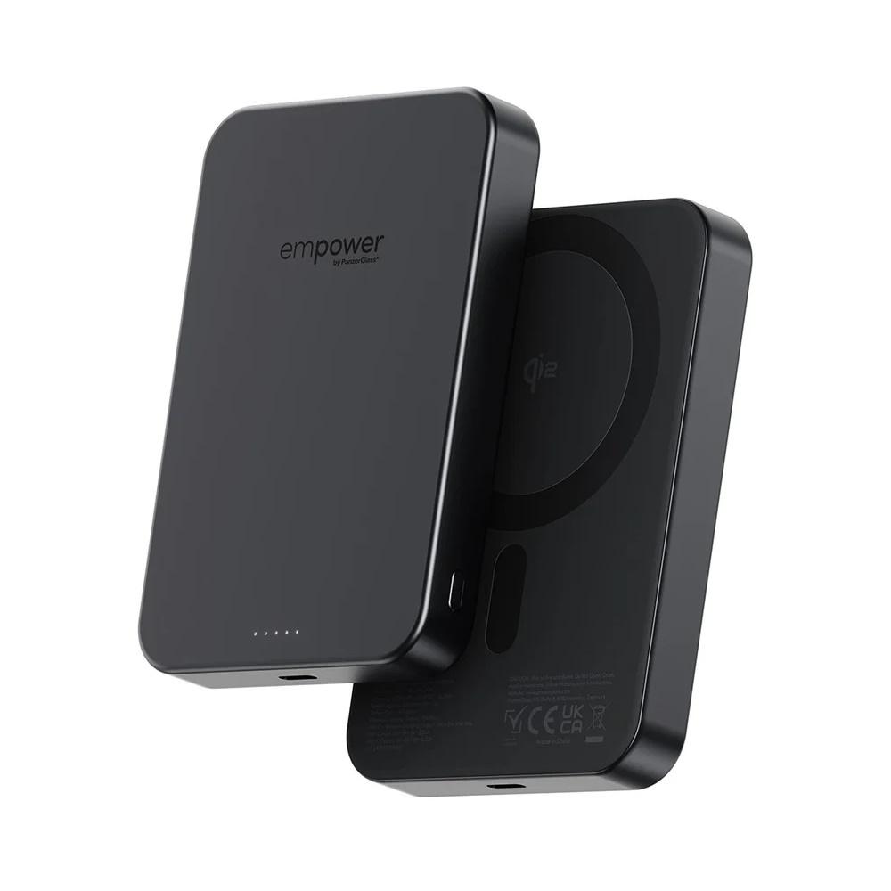 PanzerGlass empower by ® empower Bank | 10000mAh | Space Black, Apple, Apple - iPhone 17/16/15/14/13/12, Qi enabled smartphones, Airpods Pro Gen 2/3, Airpods Gen3, Tør påføring, Sort, 1 stk
