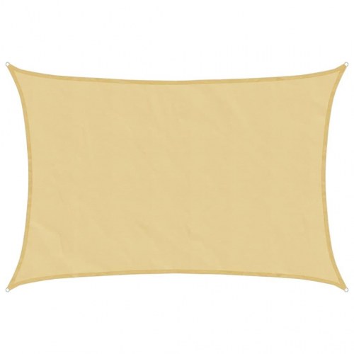 Solsejl 6 × 5 m - sandfarvet, vandafvisende polyester