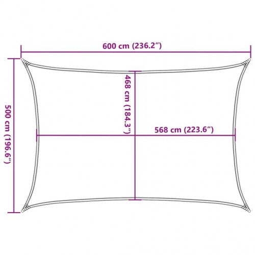 Solsejl 6 × 5 m - sandfarvet, vandafvisende polyester