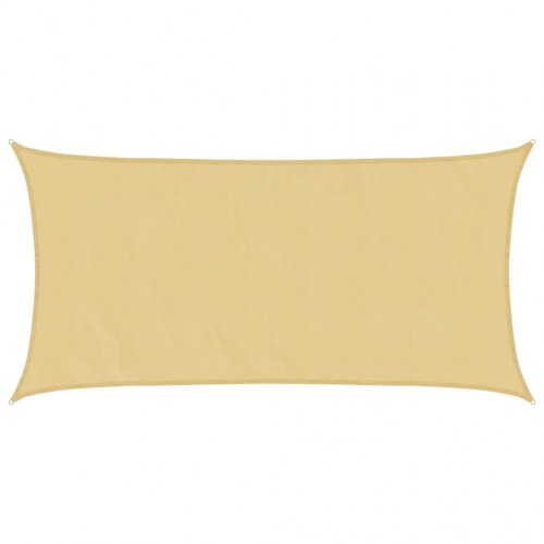 Solsejl 7×4 m - sandfarvet, vandafvisende polyester