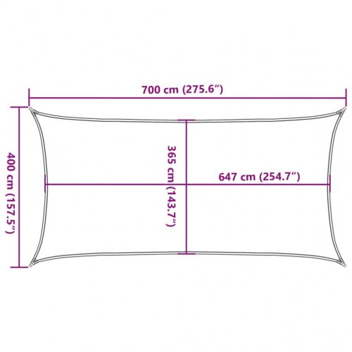 Solsejl 7×4 m - sandfarvet, vandafvisende polyester
