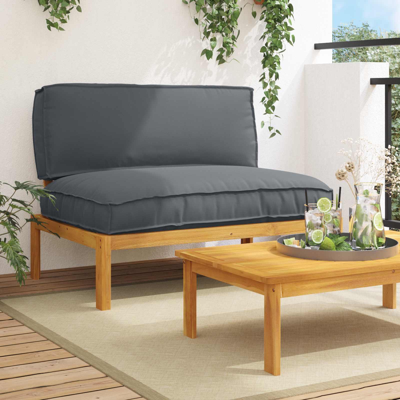 Sofa sæt med pude i antracit 120 x 92 x 69 cm massivt akacietræ