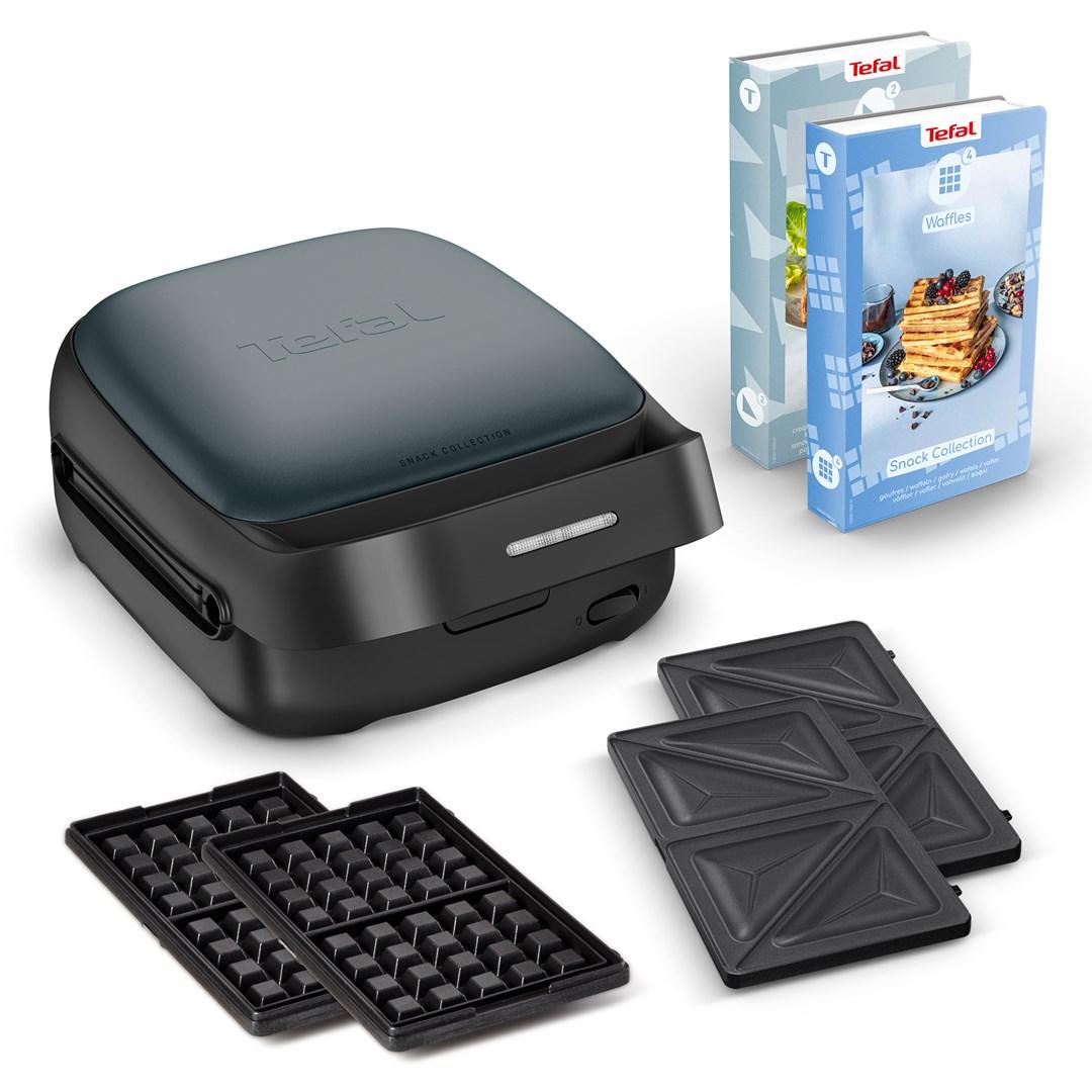 Tefal SW862BF0 Snack Collection - sandwich‑ og vaffeljern 700 W, sort/mørkegrøn billede
