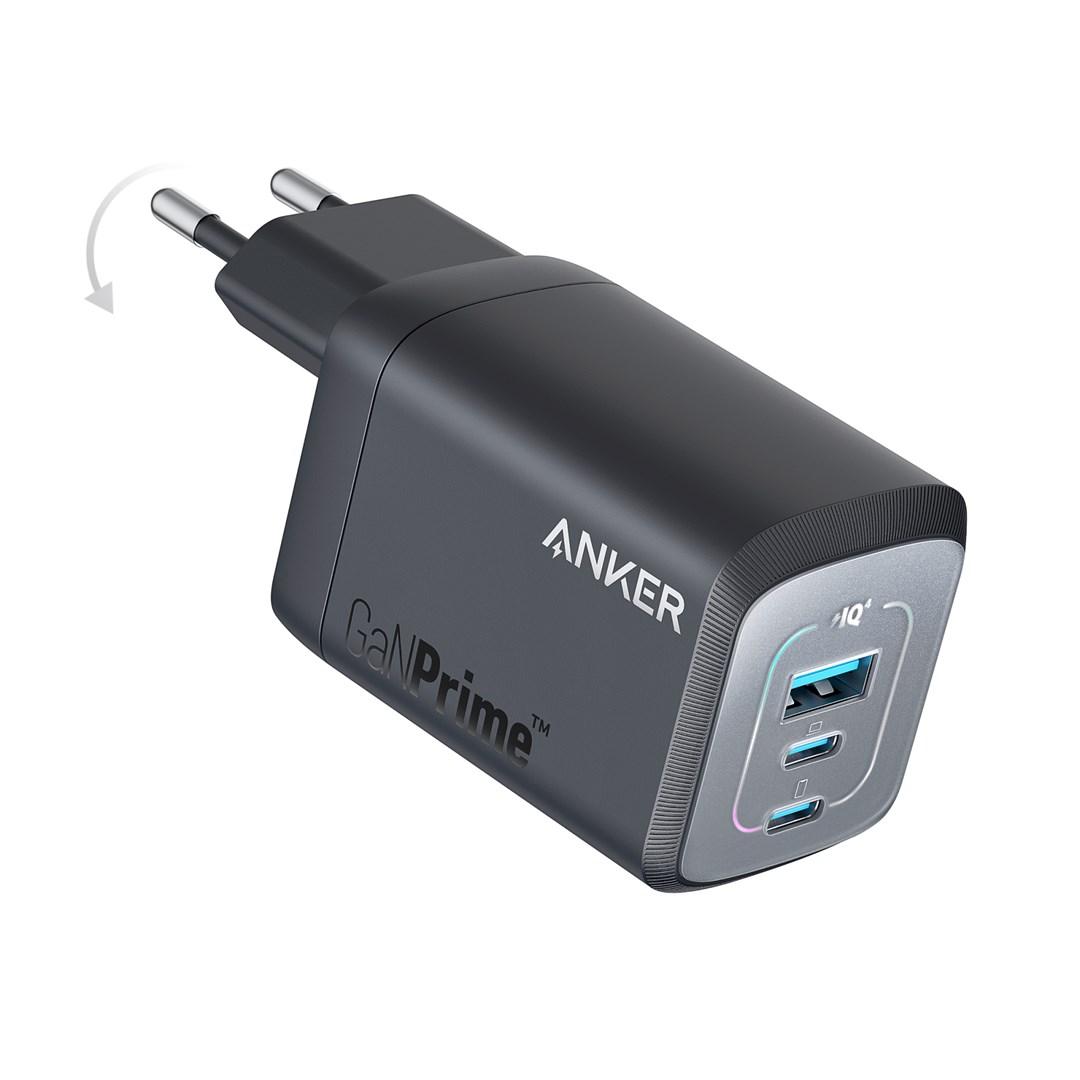 Anker GaNPrime 67 W hurtigoplader - 2x USB‑C + 1x USB‑A, sort billede