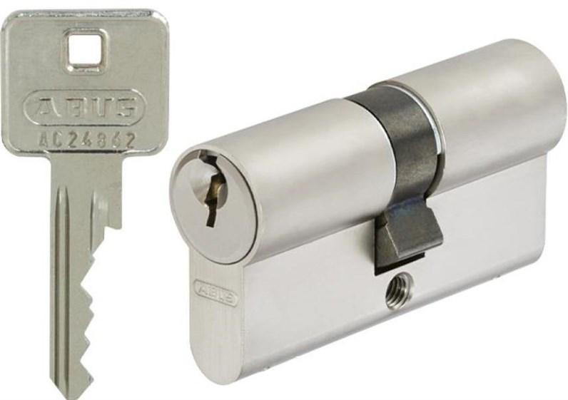 ABUS cylinderrrør 50×60 mm - mat nikkel, inkl. 3 nøgler