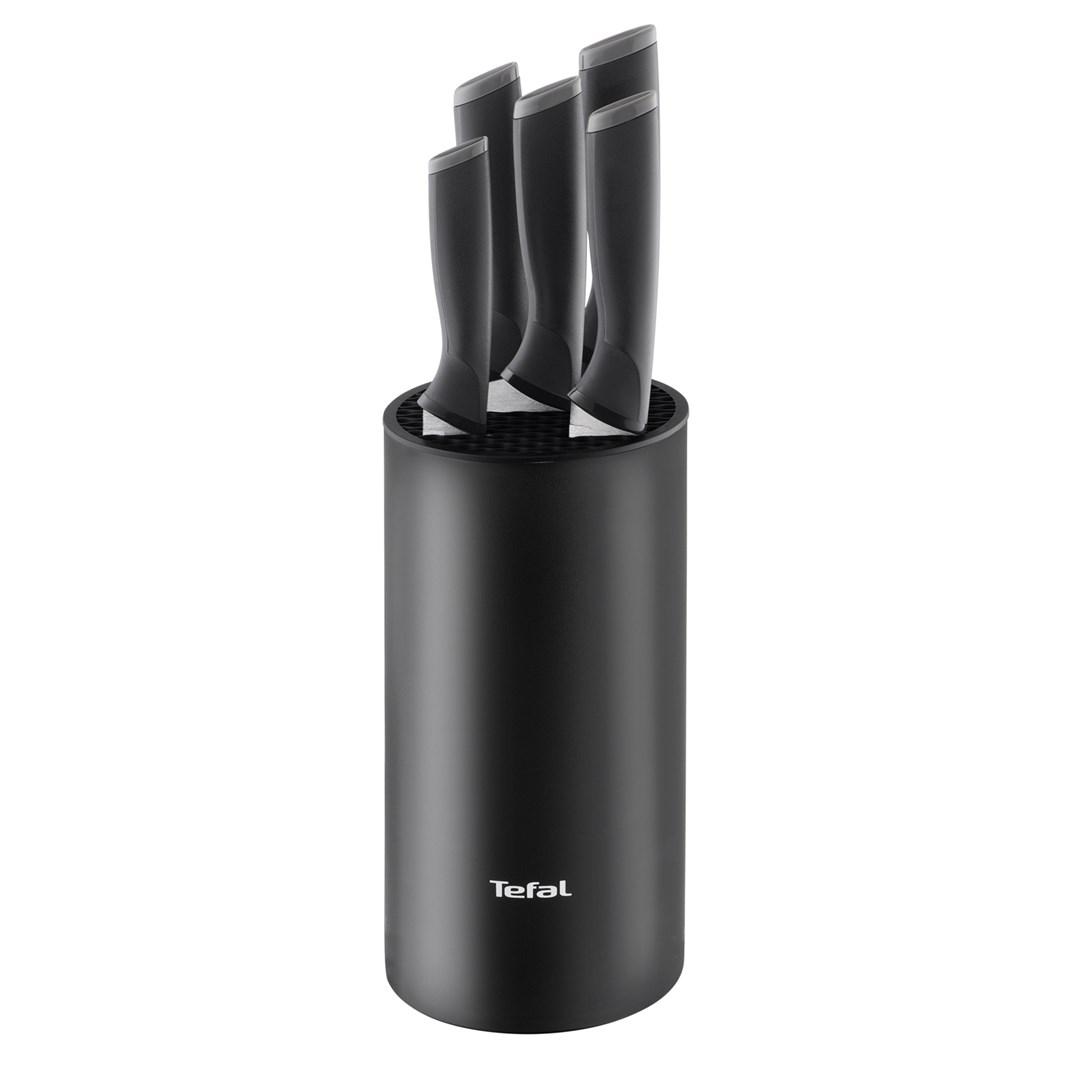 Tefal K2216S74 knivsæt med blok - rustfrit stål, 5 dele billede