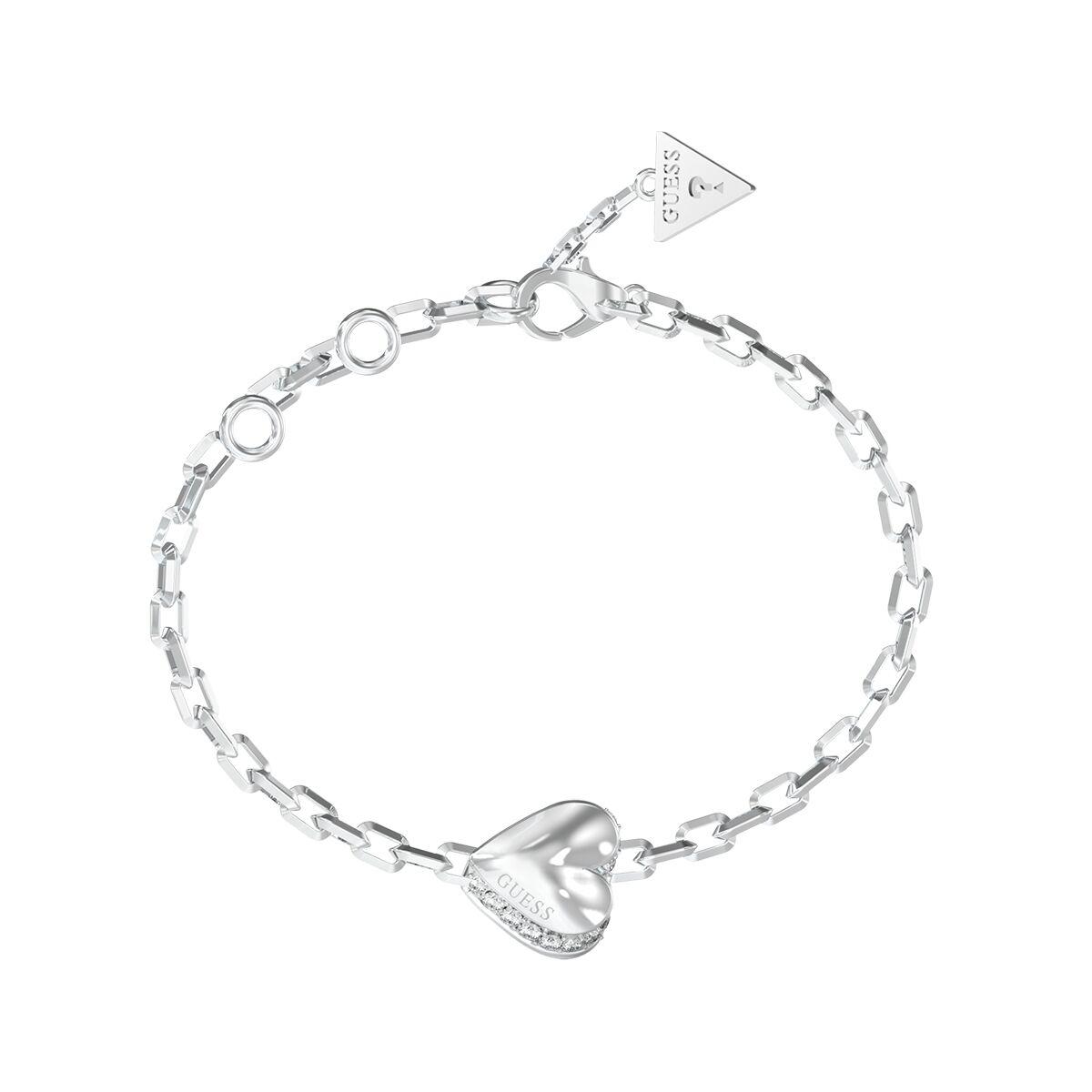 Guess JUBB06088JWRHS armbånd - sølvfarvet damearmbånd med hjertevedhæng