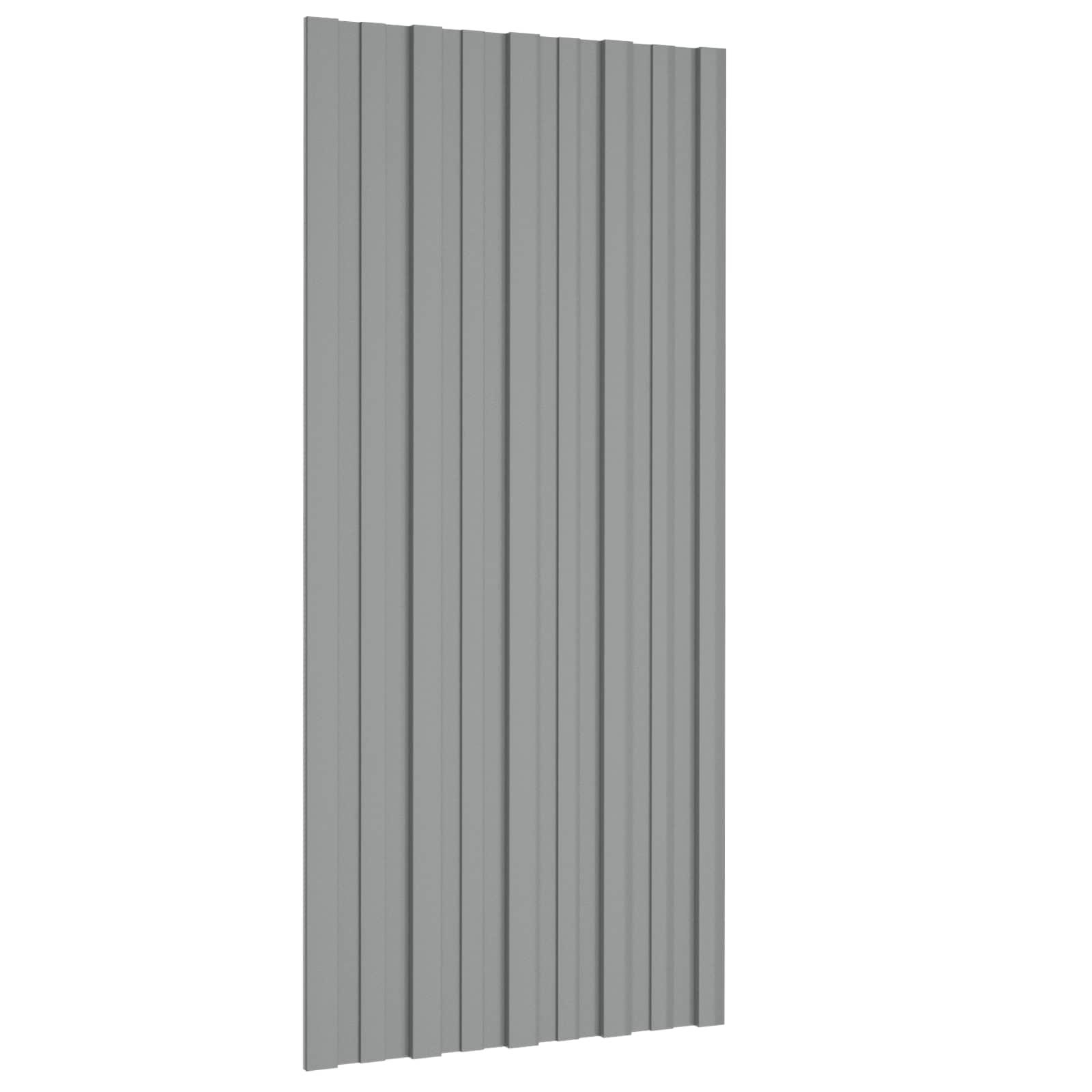 Tagpanel 12 stk Grå 100 x 45 cm Galvaniseret stål