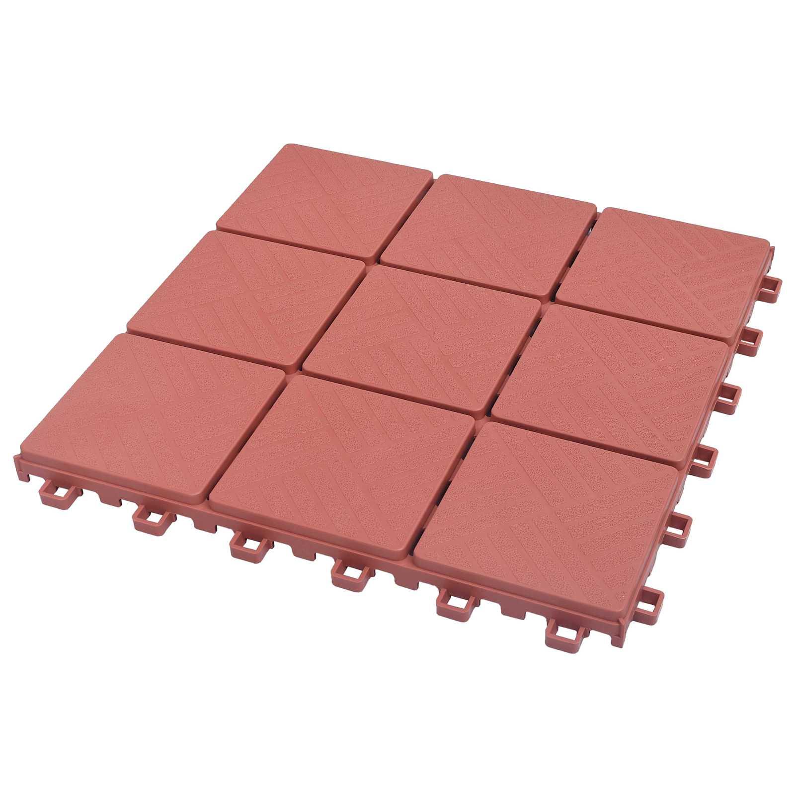 Terrasse Flise 10 stk Rød 30,5 x 30,5 x 2,2 cm Polypropylen