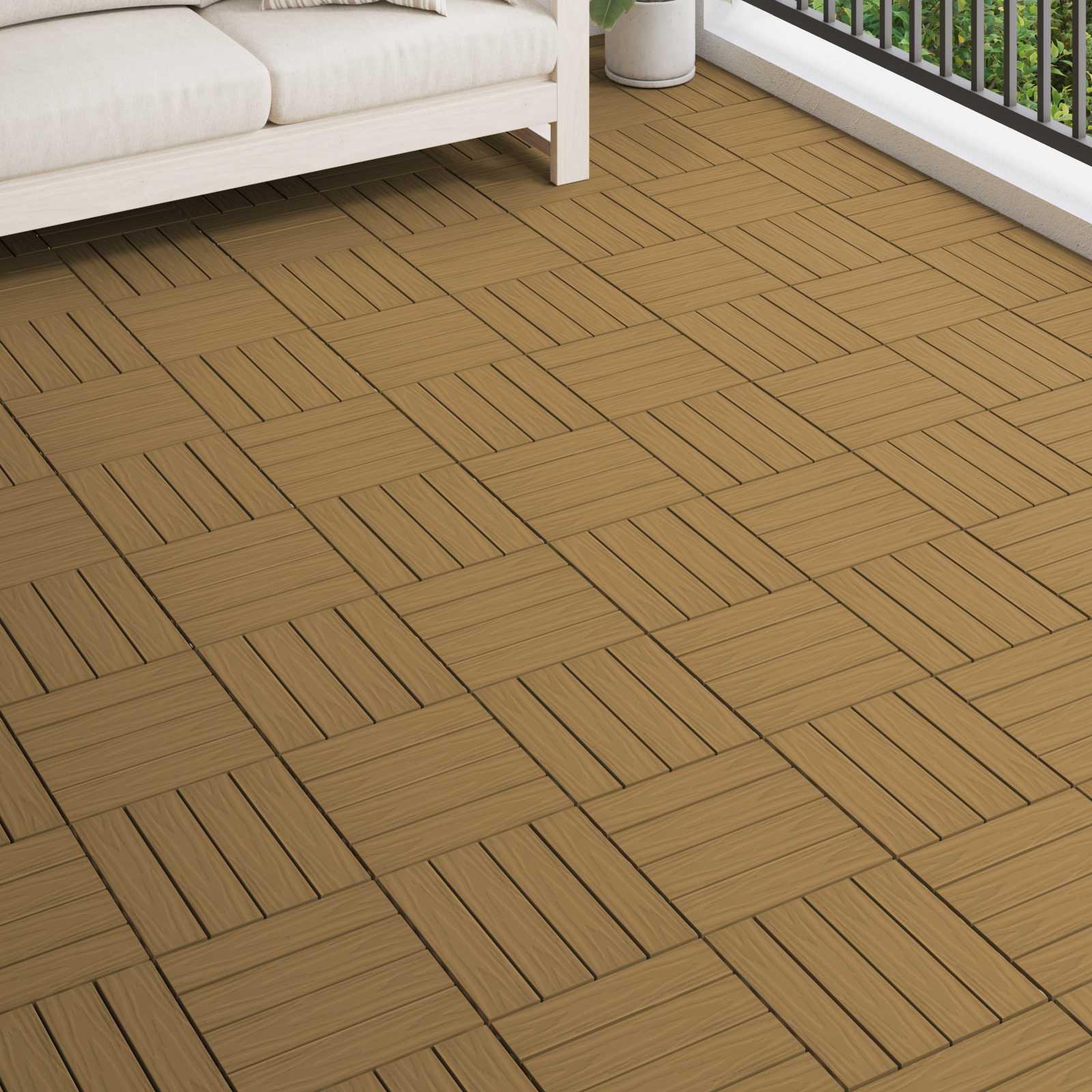 Terrasse Flise 3D-design 11 stk Teaktræ 30 x 30 cm WPC