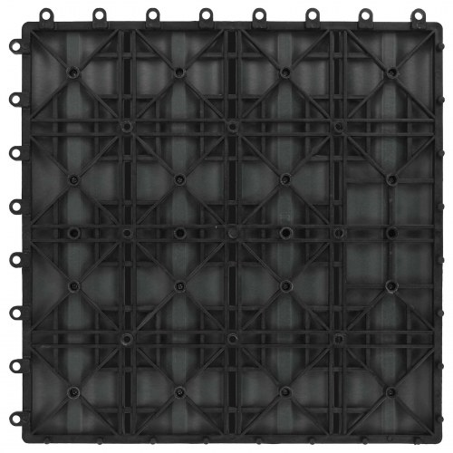 Terrassefliser i WPC, 3D-design - 11 stk, sort, 30 x 30 cm