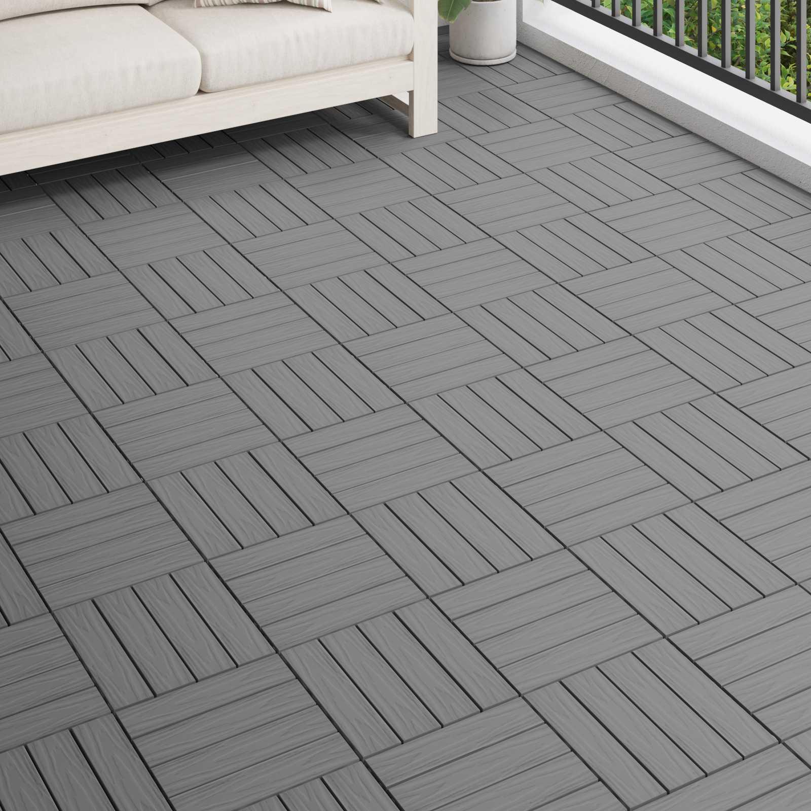 Terrasse Flise 3D-design 11 stk Grå 30 x 30 cm WPC