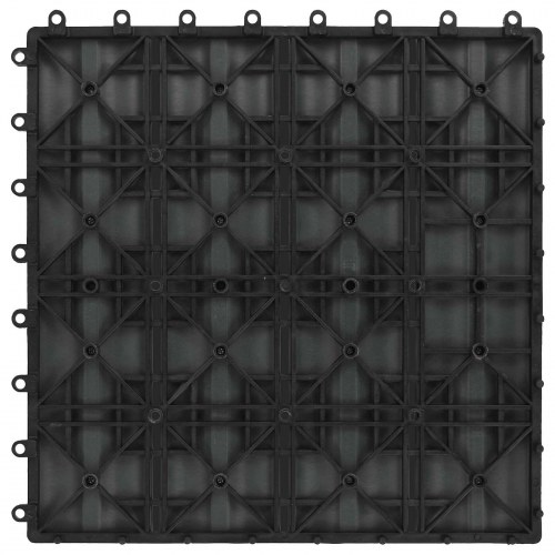 Terrassefliser i WPC med 3D-design - 11 stk, grå, 30 × 30 cm