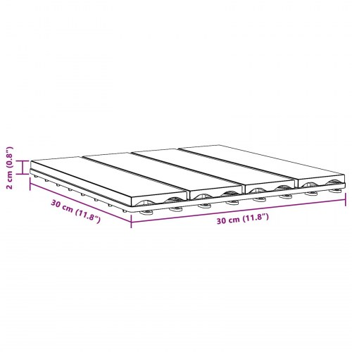 Terrassefliser i WPC med 3D-design - 11 stk, grå, 30 × 30 cm