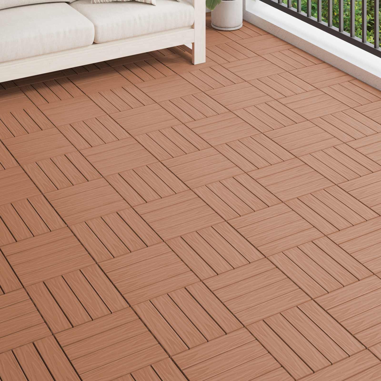 Terrasse Flise 3D-design 11 stk Lys Brun 30 x 30 cm WPC