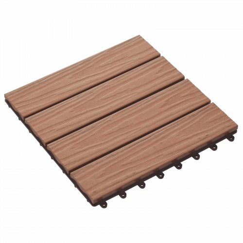 Terrassefliser i WPC - 3D-design, lys brun, 30 × 30 cm, 11 stk