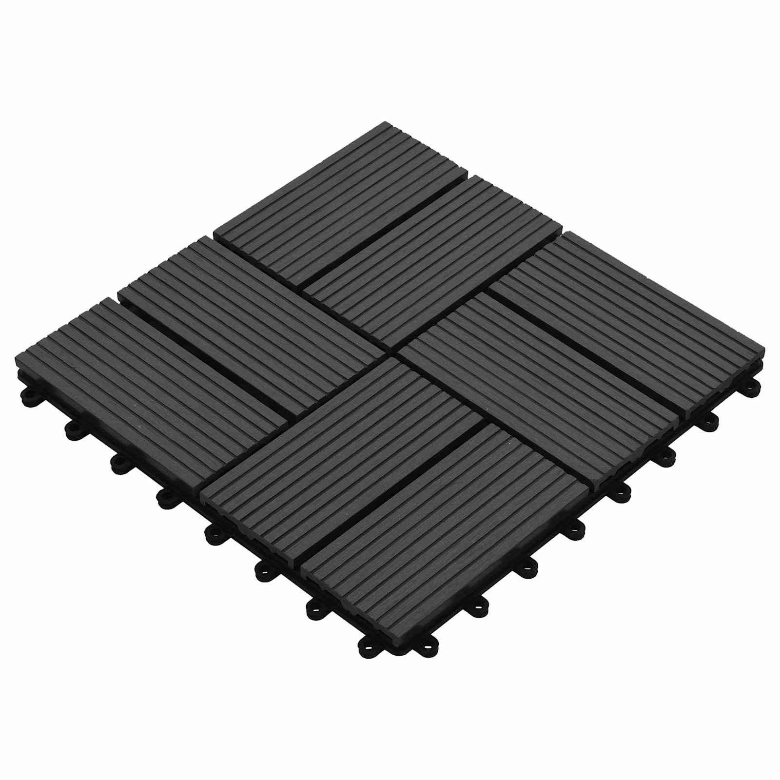 Terrasse Flise 11 stk Sort 30 x 30 cm WPC