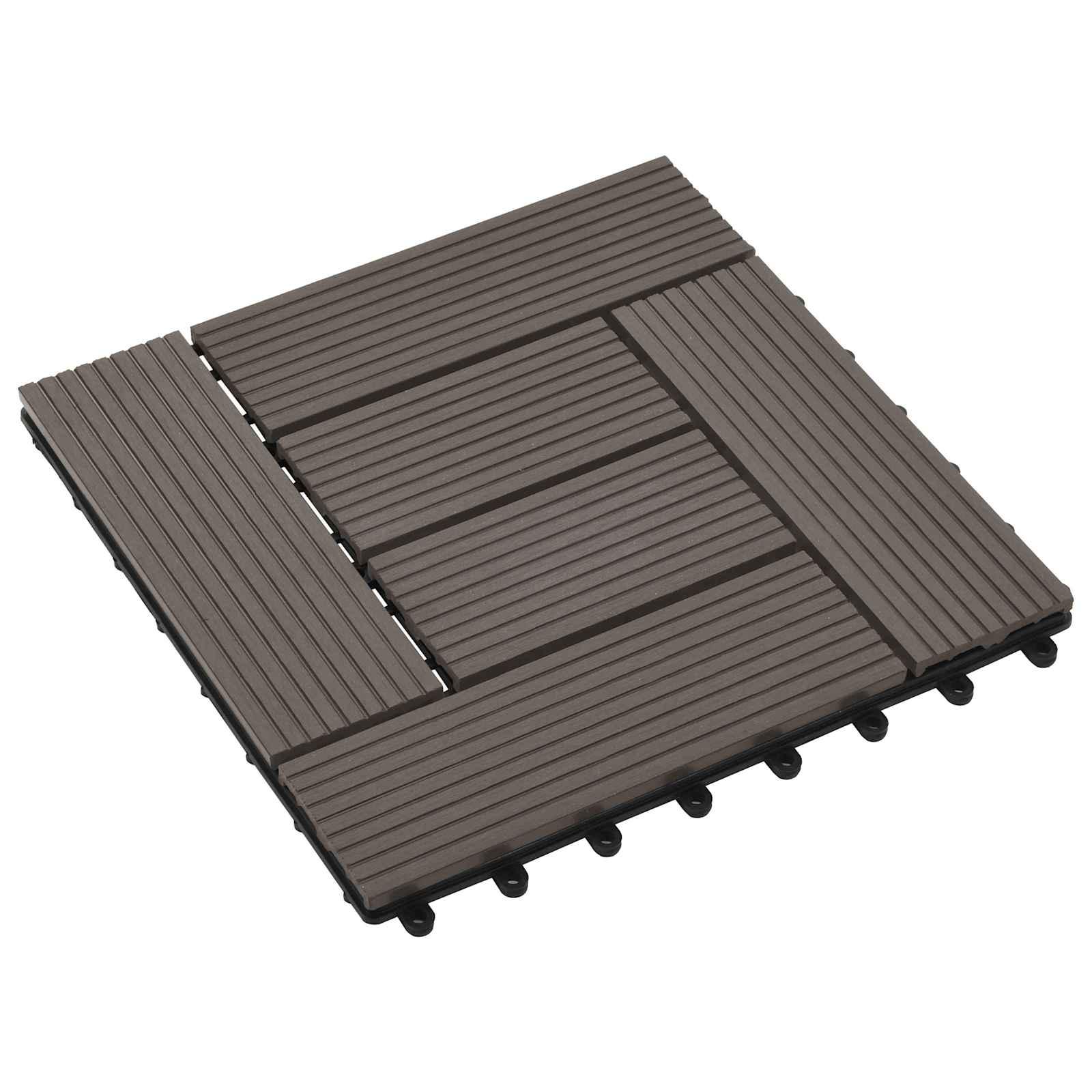 Terrasse Flise 11 stk Mørk Brun 30 x 30 cm WPC