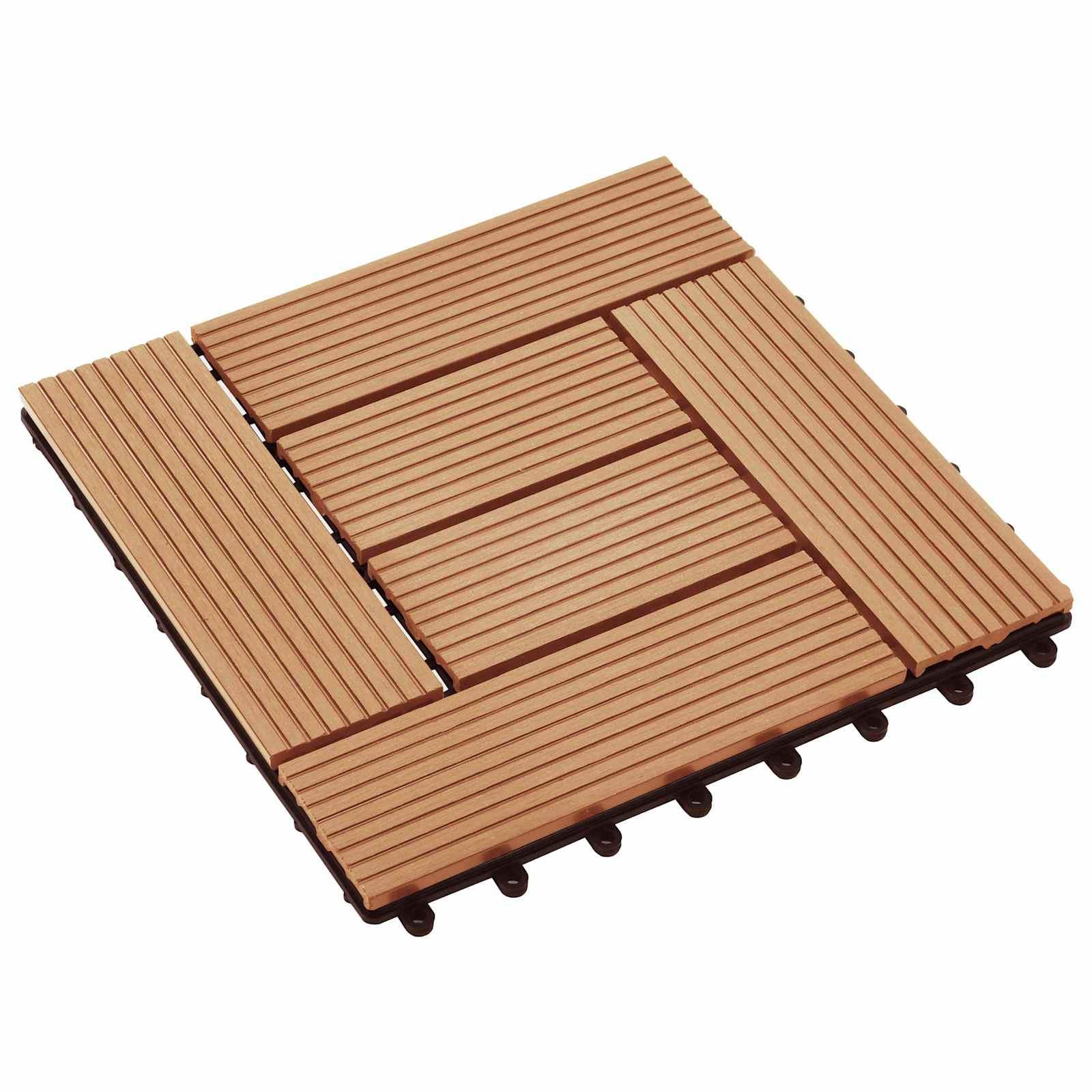 Terrasse Flise 11 stk Teaktræ 30 x 30 cm WPC