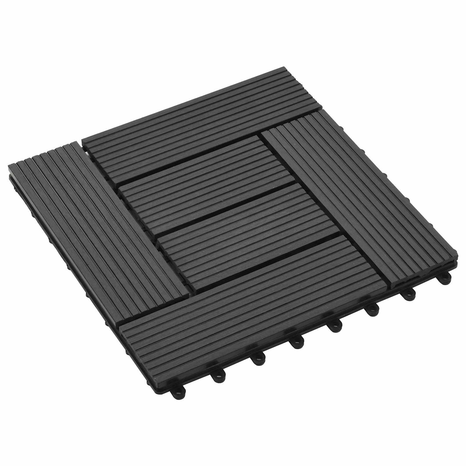 Terrasse Flise 11 stk Sort 30 x 30 cm WPC