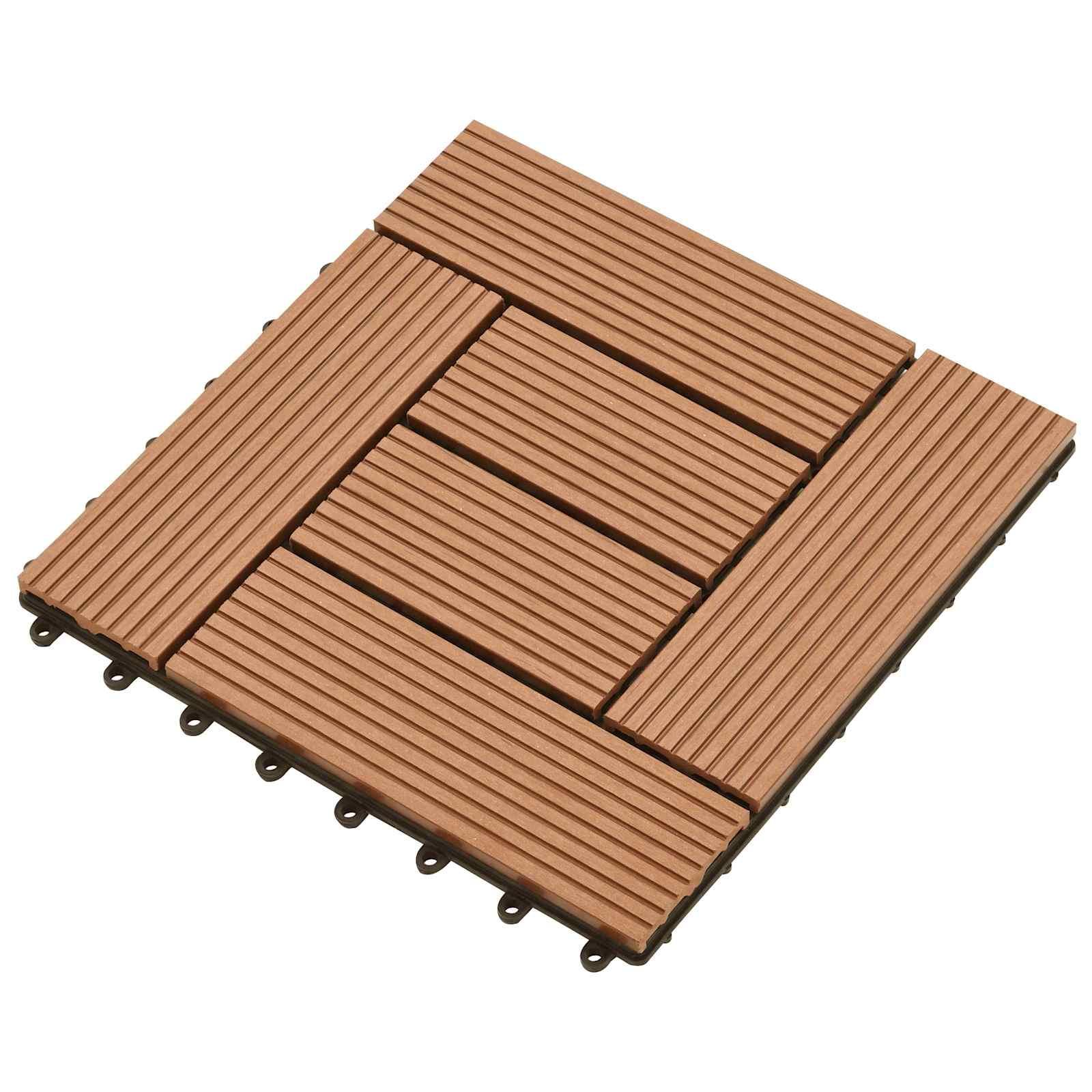 Terrasse Flise 11 stk Brun 30 x 30 cm WPC