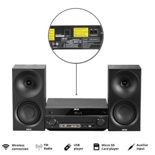 AKAI AM-301B mikrosystem 40 W med CD, MP3, Bluetooth, USB og FM – sort