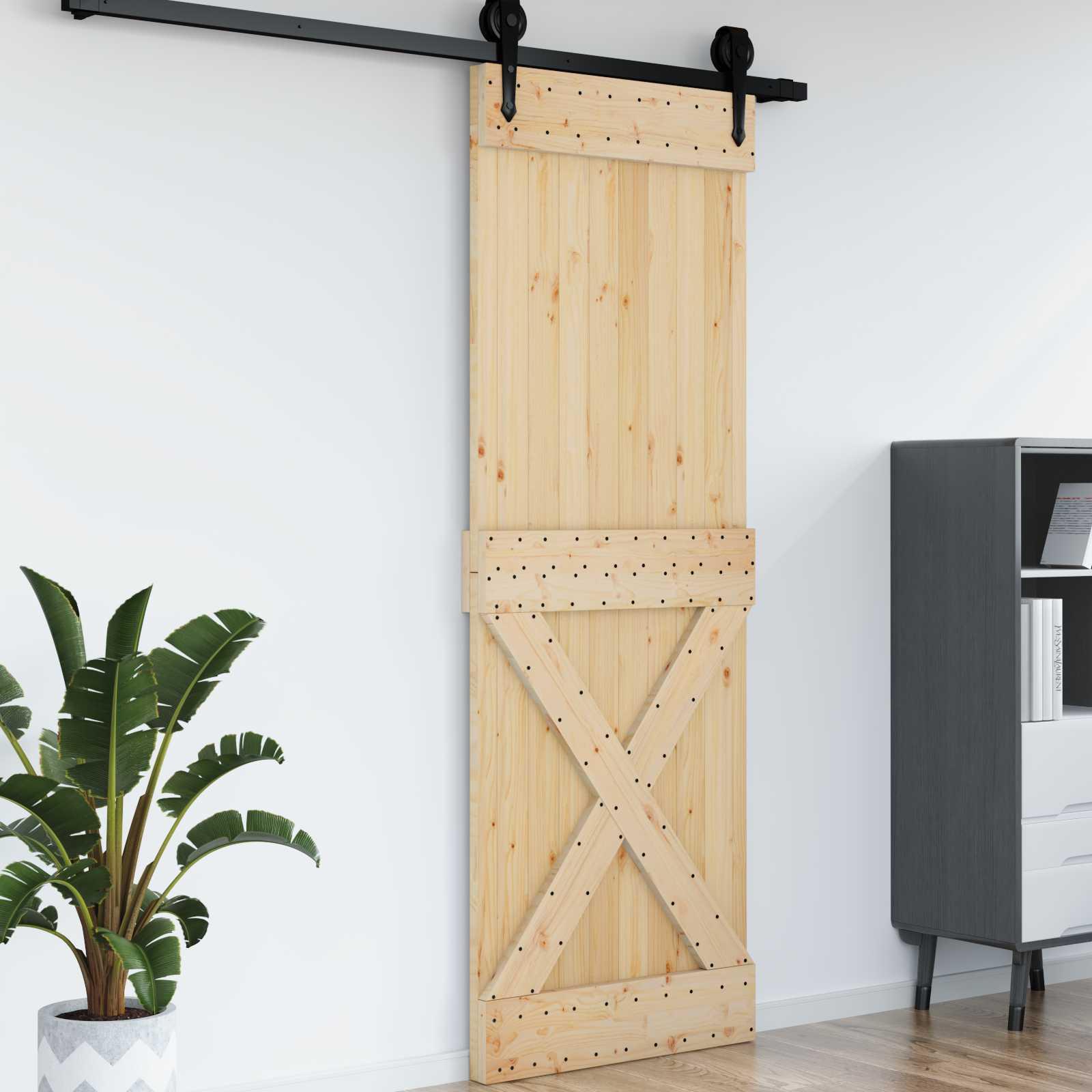 Skydedør NARVIK - naturfarvet massiv fyr, 80 × 210 cm
