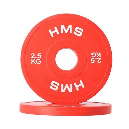 HMS Fitness CBRS25 – vægtskiver 2,5 kg (sæt á 2) – rød, Ø 5,1 cm