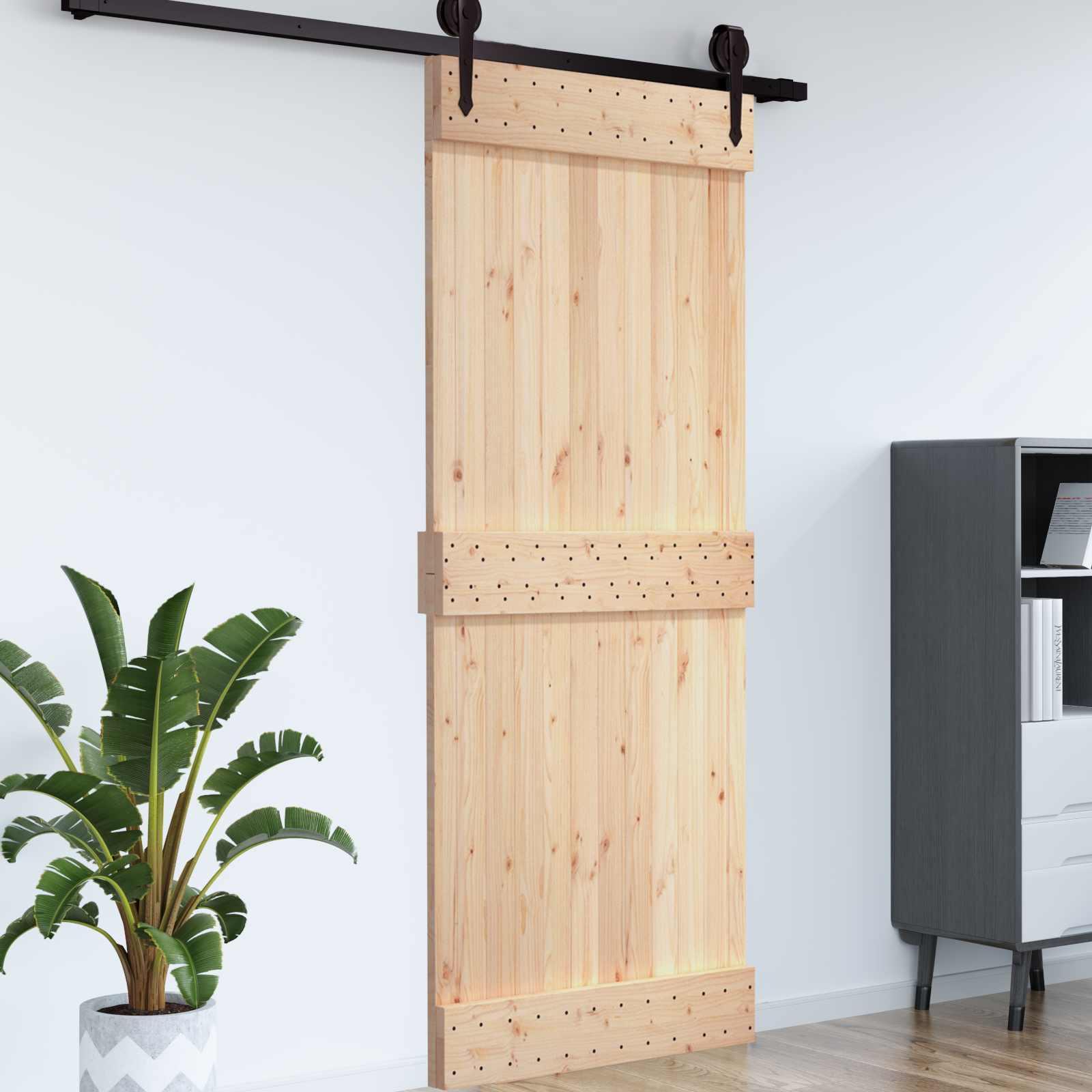 Skydedør NARVIK 100 x 210 cm - natur, massivt fyrretræ