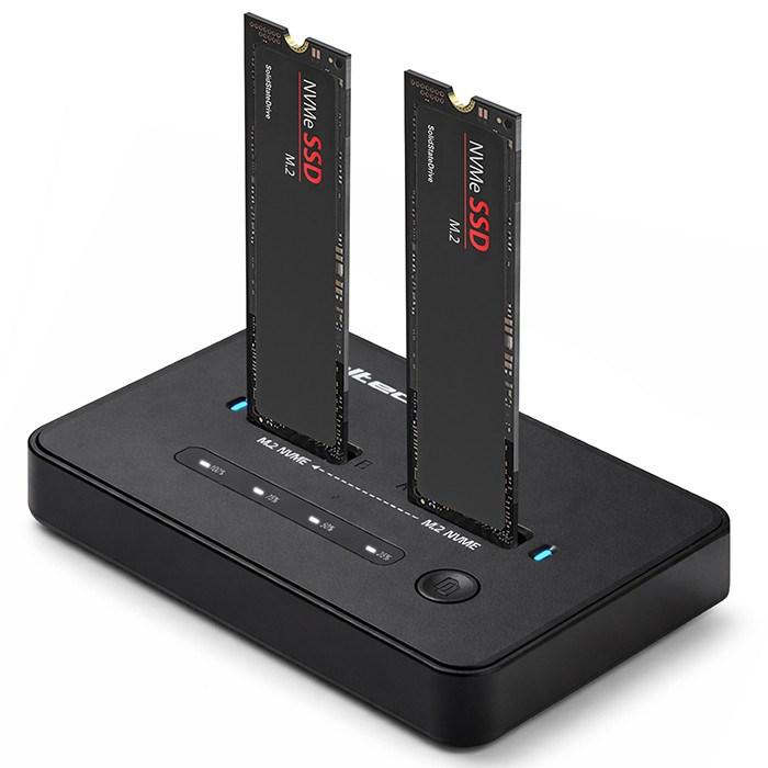 Qoltec dockingstation til SSD – M.2 NVMe/PCIe, USB���C 20 Gb/s, dual 2×8 TB, offline kloning billede