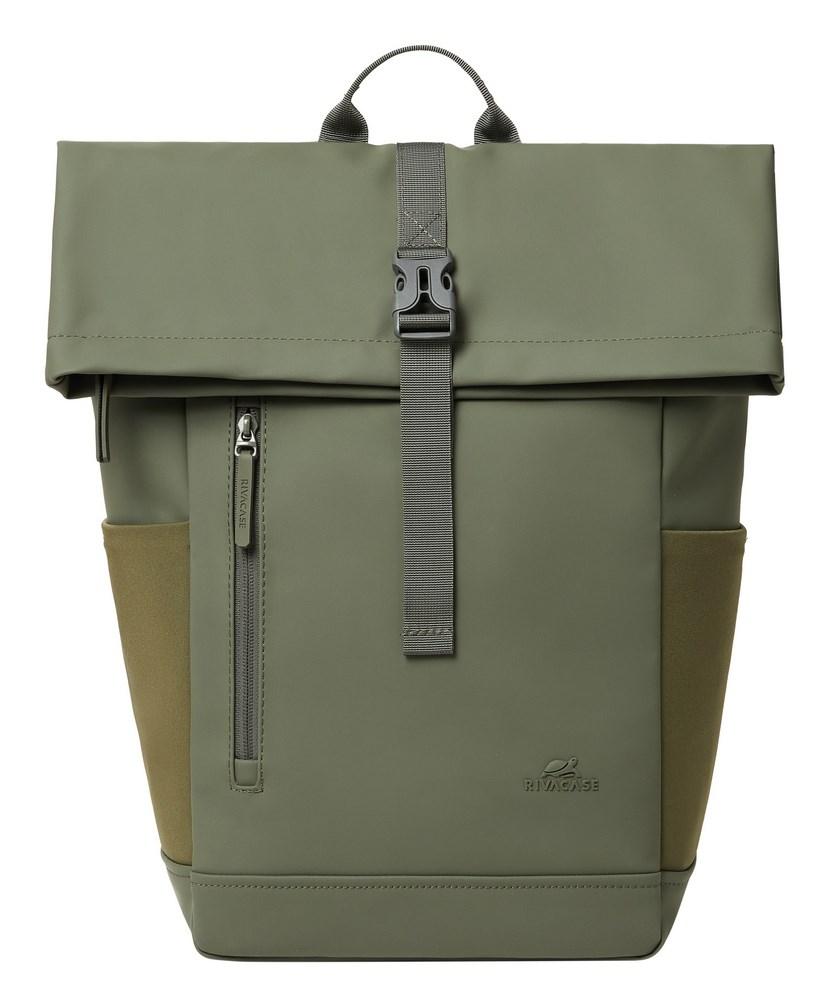 RivaCase Eden vandrerygsæk 17 L - oliven, PU-læder/polyester/rPET, 14" laptop/tablet